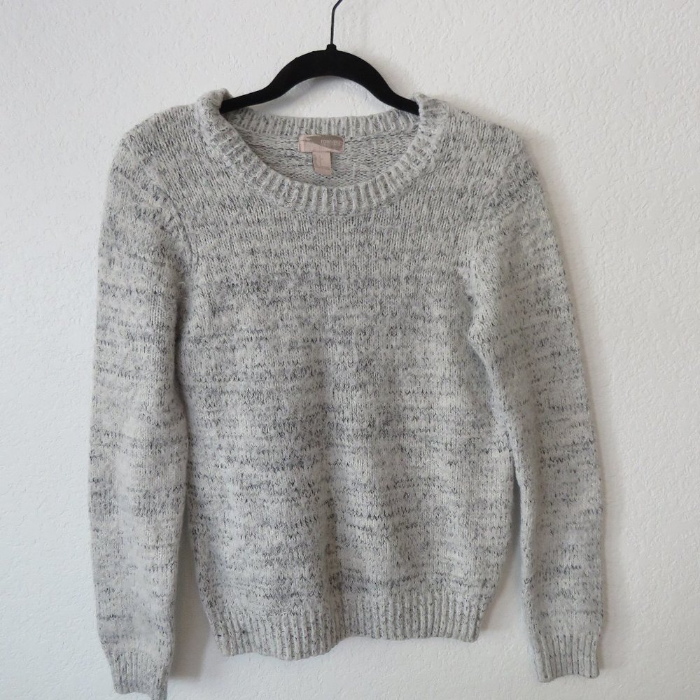 White and gray big fluffy sweater